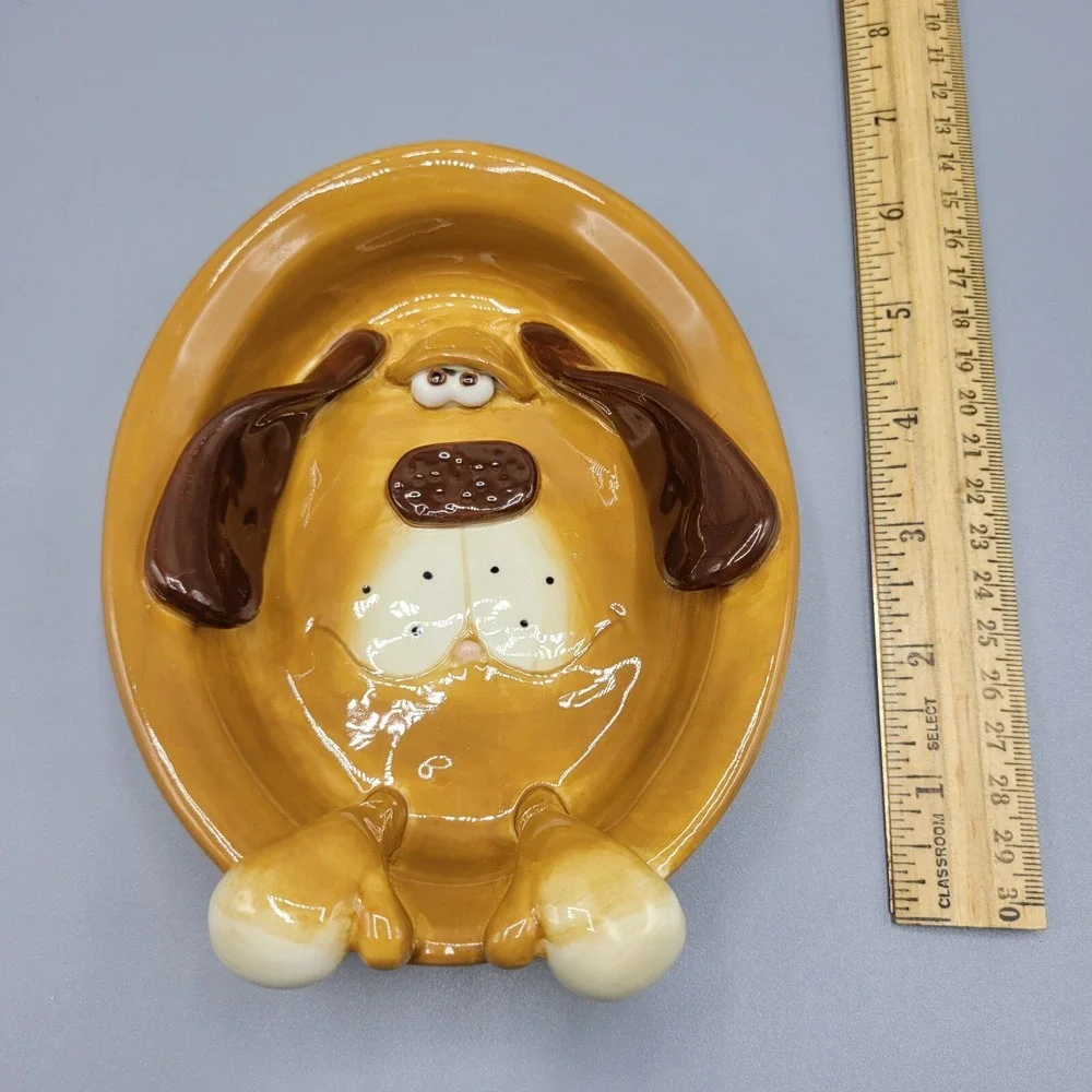 Douglas Dog 3D Trinket Dish Soap Dish Russ Berrie Design Brown Floppy Ears